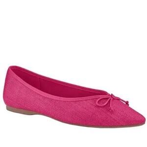 Birdies The Goldfinch Raspberry Raffia Bow Ballet Pointed Toe Flats